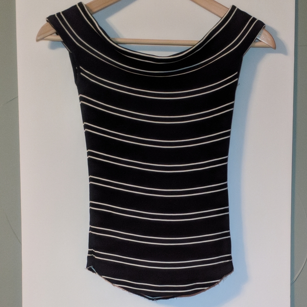 Free People Off The Shoulder Ribbed Stretch Sailor Top Small - Picture 2 of 7